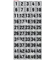 Kapı, Masa, Dolap Numarası Metal 1-50 Arası Sıralı 5x5 Cm Arkası Yapışkanlı Gümüş Renk 003