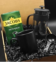Siyah Kupa & French Press & 250 Gram Jacobs Filtre Kahve Hediye Seti