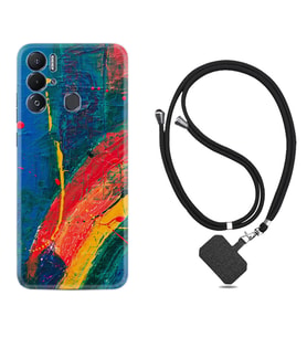 Tecno Pova Neo Kılıf Silikon Boyun Askılı İpli Desenli Silikon Ressam Sulu Boya 1600