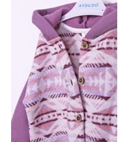 Aydodo  Etnik Desen Kapşonlu Bebe Tulum (Lila)