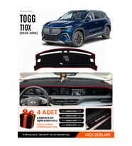 TOGG T10X (2023-2026) Uyumlu Torpido Örtüsü Torpido Kılıfı - Siyah Kırmızı