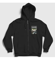 Presmono Unisex Siyah Room Müzik Oasis Fermuarlı Kapüşonlu Sweatshirt 513640tt