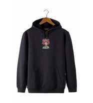 Erkek Siyah Önü Anime Kız Baskılı Kapüşonlu Sweatshirt 22K-5200322-7