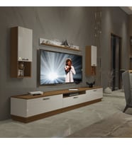 Decoraktiv Trendstyle 270DA Slm Tv Ünitesi Tv Sehpası - Ceviz Beyaz (Beyaz - Kahverengi)