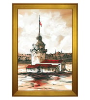 Kız Kulesi Motifli Kanvas Tablo 80 x 110 cm Gold Çerçeve