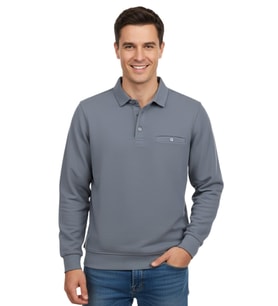 Erkek Gömlek Yaka Petek Doku Cepli Regular Fit Sweatshirt BGL-ST04956 (Gri)