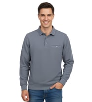 Erkek Gömlek Yaka Petek Doku Cepli Regular Fit Sweatshirt BGL-ST04956 (Gri)
