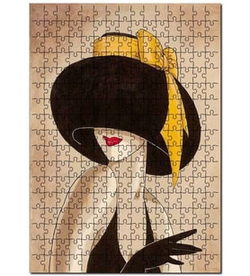 Cakapuzzle Sarı Kurdeleli Şapkalı Kadın Görseli Puzzle Yapboz MDF (Ahşap) (120 Parça)