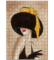 Cakapuzzle Sarı Kurdeleli Şapkalı Kadın Görseli Puzzle Yapboz MDF (Ahşap) (120 Parça)
