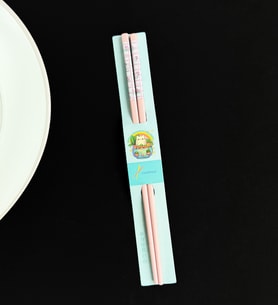Desenli Metal Chopstick (Pembe)