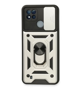 Realme C11 2021 Kılıf Pars Lens Yüzüklü Silikon - Gümüş