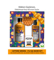 Agiva Caffeine Ginseng Şampuan 500 ml & Saç Toniği & Masaj Tarağı 3'lü Set