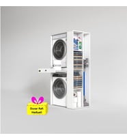 Kenzlife çamaşır-kurutma makinesi dolabı bacce sağ byz 187*090*60 çekmeceli + tekli duvar rafı hediye (Beyaz)