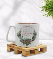 BK Gift Kişiye Özel Çiçek Tasarımlı Middle Beyaz Kupa Bardak Model 7