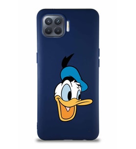 Oppo Reno 4 Lite Soft Premier Kapak Donald Duck-A Tasarımlı Silikon Kılıf - Lacivert (Şeffaf)