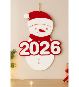 2026 Yılbaşı Kardan Adam Kapı Ve Duvar Süsü - Keçe Dekoratif Yeni Yıl 35 cm x 27 cm