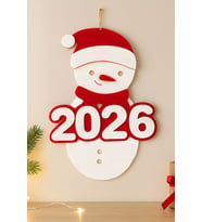 2026 Yılbaşı Kardan Adam Kapı Ve Duvar Süsü - Keçe Dekoratif Yeni Yıl 35 cm x 27 cm