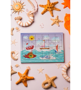 Ahşap 24'lü Yapboz Deniz Araçları Puzzle