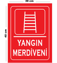 Metal Yangın Merdiveni 30cm x 40cm A3 Büyüklüğünde Uyarı Levhası Yönlendirme Tabelası