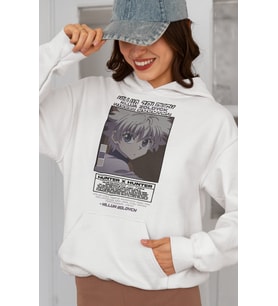 Tasarım Killua Zoldyck Hunter X Hunter Baskılı Unisex Oversize Anime Karakter Hoodie