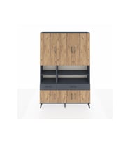 Arges Dolap 8 Raflı 2 Çekmeceli 6 Kapaklı 132x30x195 Antrasit-Çam/Antrasit