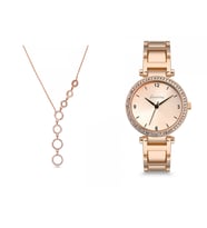 Forentina Bayan Rose Metal Kol Saati - Yuvarlak Kolye Kombin Set PS2453