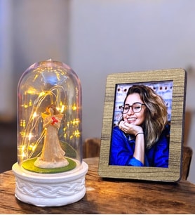 Kişiye Özel Fotoğraflı Led Işıklı Şans Melekli Fanus  Sevgiliye Hediye  Doğum Günü Hediyesi