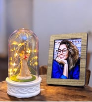 Kişiye Özel Fotoğraflı Led Işıklı Şans Melekli Fanus  Sevgiliye Hediye  Doğum Günü Hediyesi