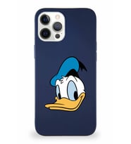 Apple iPhone 12 Pro Max Soft Premier Kapak Donald Duck-B Tasarımlı Silikon Kılıf - Lacivert (Şeffaf)