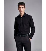 LCW BUSINESS Siyah Slim Fit Armürlü Erkek Gömlek