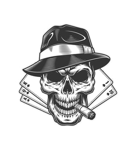 Poker Oyun Kartlı Kurukafa Sticker Etiket Çıkartma Pc Laptop Araba Oto Motor Araç