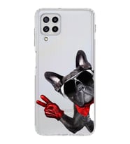 PrintiFy Samsung Galaxy M22 ile Uyumlu Köpek 2 Kamera Korumalı Şeffaf Kılıf
