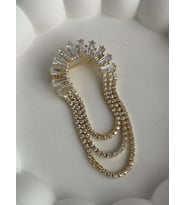 Özel Seri Zirkon Taşlı Geometrik Desen Gold Broş