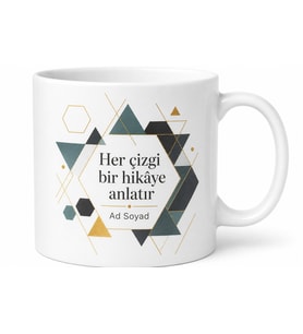 Geometrik Desenli İsim Yazılı Kupa Bardak Kişiye Özel Tasarım Hediye