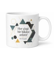 Geometrik Desenli İsim Yazılı Kupa Bardak Kişiye Özel Tasarım Hediye