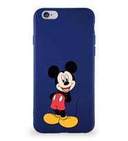 Apple iPhone 6S Soft Premier Kapak Mickey Mouse-B Tasarımlı Silikon Kılıf - Lacivert (Şeffaf)