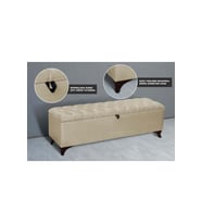 Vetra Chester Model Bej Sandıklı Puf - Kapitoneli Model 140cm Sandıklı Benc