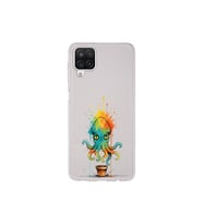 Samsung Galaxy A12 ile uyumlu Splash ahtapot tasarımlı şeffaf silikon kılıf