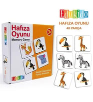 Edukido Neşeli Hayvanlar Hafıza Kartları (Çok Renkli)
