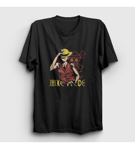 Presmono Unisex Siyah Monkey Luffy Anime One Piece T-Shirt 136270tt