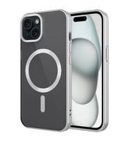 iPhone 15 Plus Kılıf Mat Tasarımlı Magsafe Wireless Şarj Özellikli Mat Setro Kılıf (Titanyum Parlak)