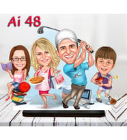 Kişiye Özel Ahşap Biblo - Aile Karikatür Biblo - 4 Kişilik Aile Biblo 19