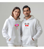 Sevgililer Günü Özel Kombin, 2 Ürün Kapüşonlu Hoodie Sweatshirt (Beyaz)