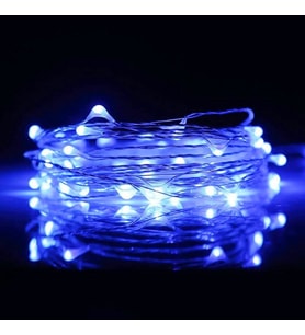 5 METRE SU GEÇİRMEZ MAVİ PİLLİ LED IŞIK SABİT YANAR MİCRO DÖKME LED ULTRA PARLAK CANLI MAVİ IŞIK