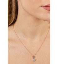 925 Ayar Gümüş Kolye Rose Gold Kaplama Elmas Montürlü Işıltılı Damla Kesim Zirkon Taşlı Kolye SGTL13229BEYAZ