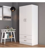 2 Kapılı İki Çekmeceli Geniş Gardrop Beyaz - GRD0401