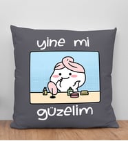 BK Gift Yine Mi Güzelim Tasarımlı Antrasit Kırlent Yastık, Arkadaşa Hediye, Ev Dekorasyonu, Ev Hediyesi-1