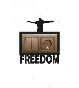 Freedom Temalı Çiftli Priz Çerçevesi Dekorasyon (Siyah)