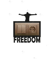 Freedom Temalı Çiftli Priz Çerçevesi Dekorasyon (Siyah)