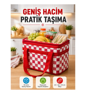 Mey İthalat® Isı Yalıtımlı Termos Piknik Çantası Geniş Hacimli Soğuk ve Sıcak Taşıma Çantası